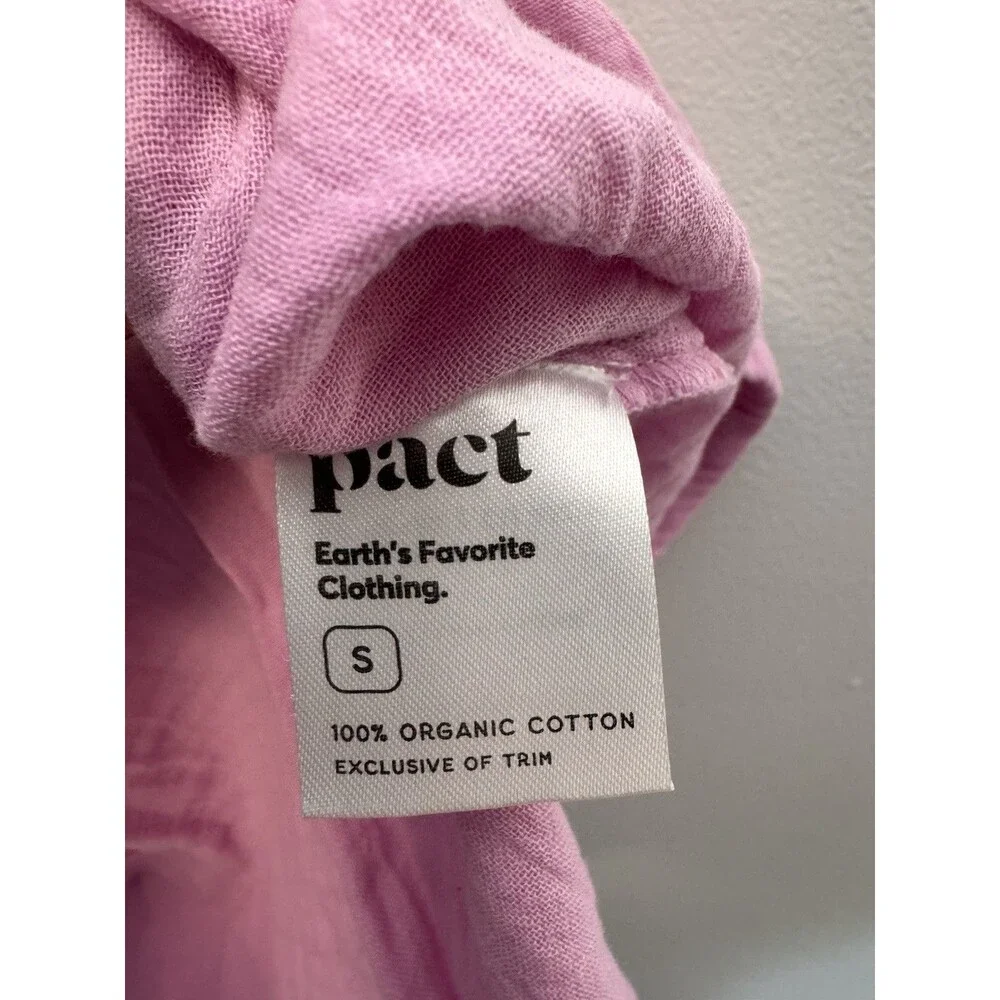 PACT Organic Cotton Midi Skirt Double Gauze Faux Wrap Pink Small Boho Coastal